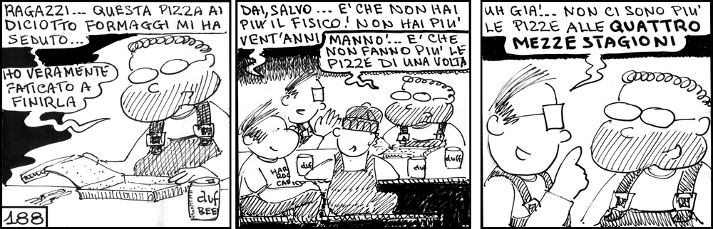 strisce, fumetti, umorismo, vignette, lavoro, ufficio, impiegati, operai, fabbrica, azienda, nove-diciotto, nove, diciotto, pizza alle quattro mezze stagioni, pranzo, officina