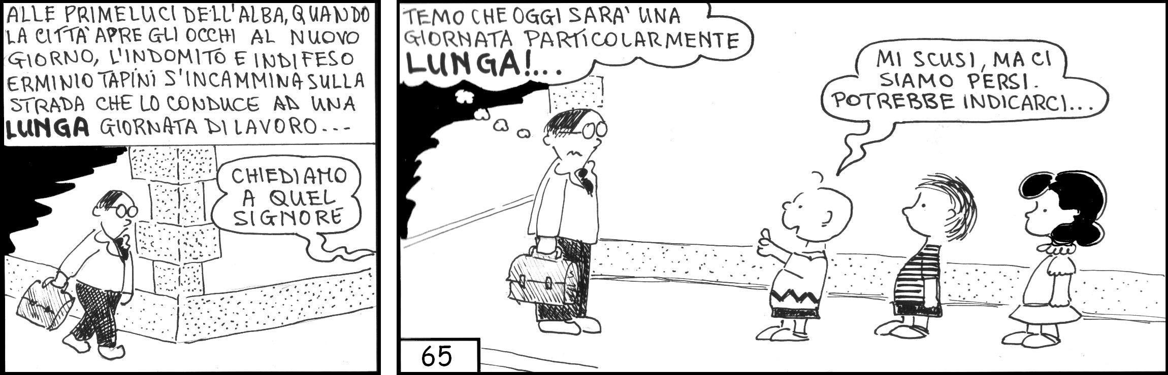 strisce, Erminio Tapini, fumetti, umorismo, vignette, lavoro, ufficio, nove-diciotto, nove, diciotto, charlie brown, lunedì mattina