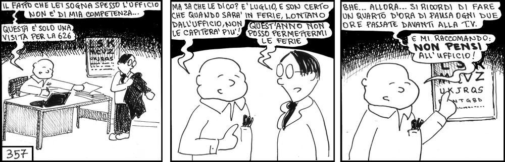 strisce, fumetti, umorismo, vignette, lavoro, ufficio, impiegati, operai, fabbrica, azienda, nove-diciotto, nove, diciotto, visita 626, ferie
