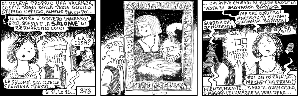 strisce, fumetti, umorismo, vignette, lavoro, ufficio, impiegati, operai, fabbrica, azienda, nove-diciotto, nove, diciotto, bernardino luini, salomè, giovanni battista