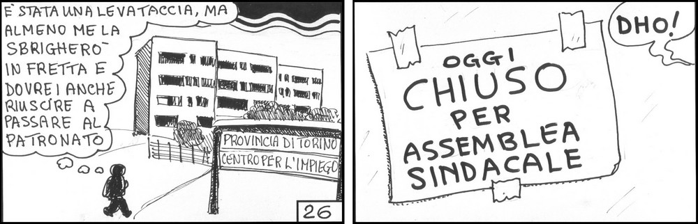 strisce, fumetti, umorismo, vignette, lavoro, ufficio, nove-diciotto, nove, diciotto, mobilit