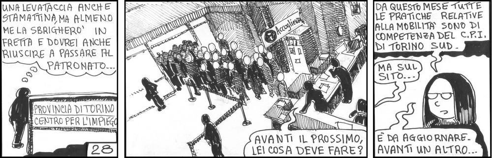 strisce, fumetti, umorismo, vignette, lavoro, ufficio, nove-diciotto, nove, diciotto, mobilit