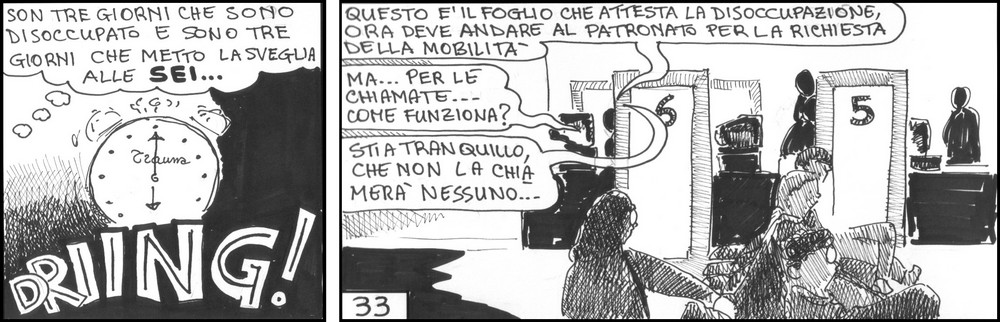 strisce, fumetti, umorismo, vignette, lavoro, ufficio, nove-diciotto, nove, diciotto, mobilit