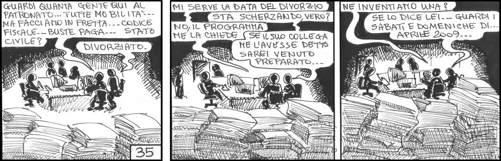 strisce, fumetti, umorismo, vignette, lavoro, ufficio, nove-diciotto, nove, diciotto, mobilit