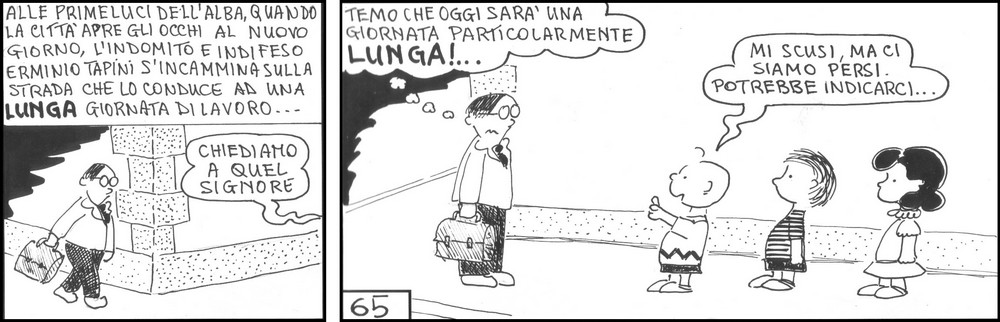 strisce, Erminio Tapini, fumetti, umorismo, vignette, lavoro, ufficio, nove-diciotto, nove, diciotto, charlie brown, lunedì mattina