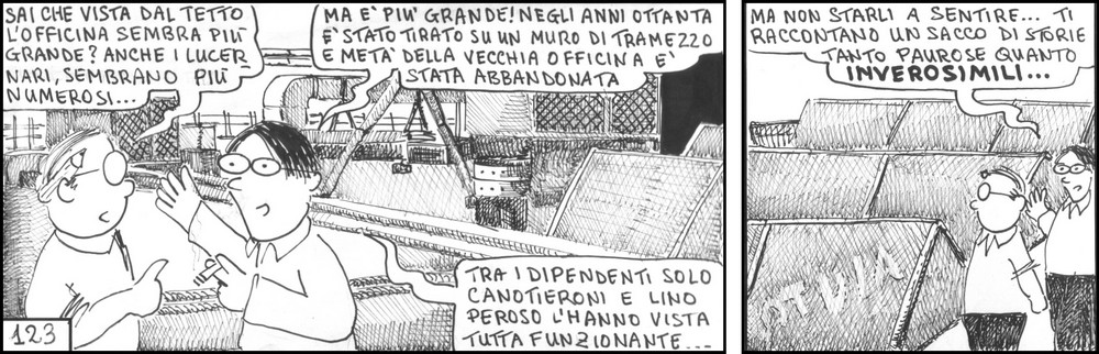 strisce, FIADP, fumetti, umorismo, vignette, lavoro, ufficio, nove-diciotto, nove, diciotto, azienda, pausa fumo, pausa sigaretta, officina, storie paurose