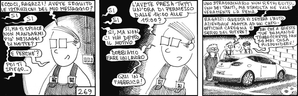 strisce, Lino Peroso, fumetti, umorismo, vignette, lavoro, ufficio, nove-diciotto, nove, diciotto, auto aziendale, impiegati, operai