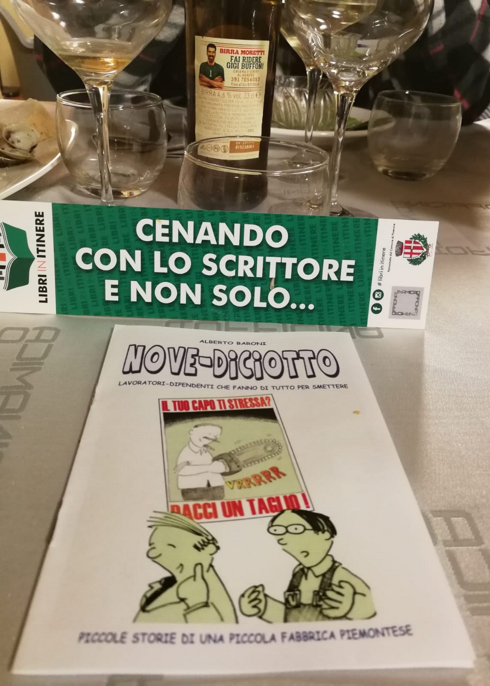 piverone, cena con lo scrittore, 2 febbraio 2019, alberto baroni, fumetti, nove diciotto, strisce, lavoro