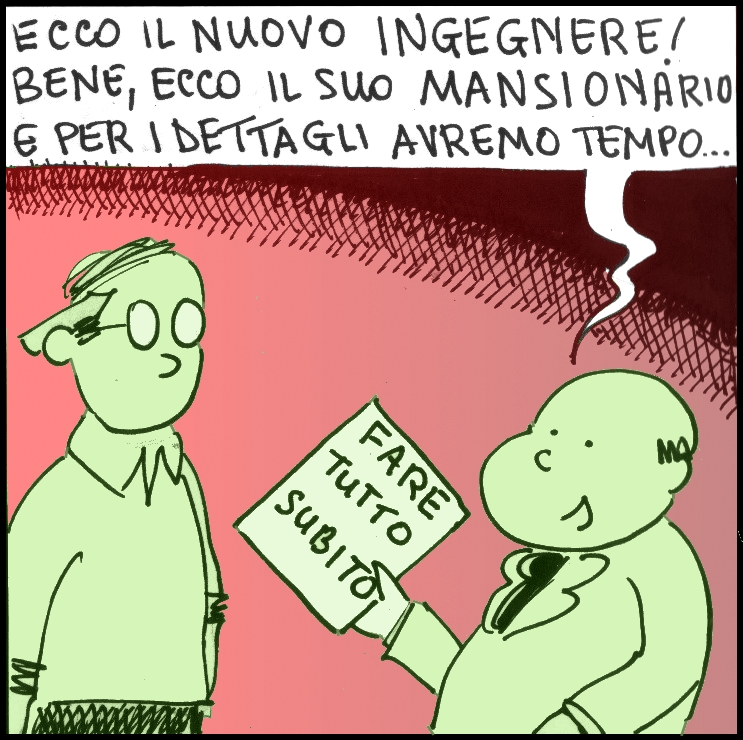 #nove-diciotto, #fumetti, #alberto baroni, #vignette, #lavoro, #ufficio, #fabbrica, #umorismo, #impiegati, #assunzione, #mansionario, #fare tutto subito