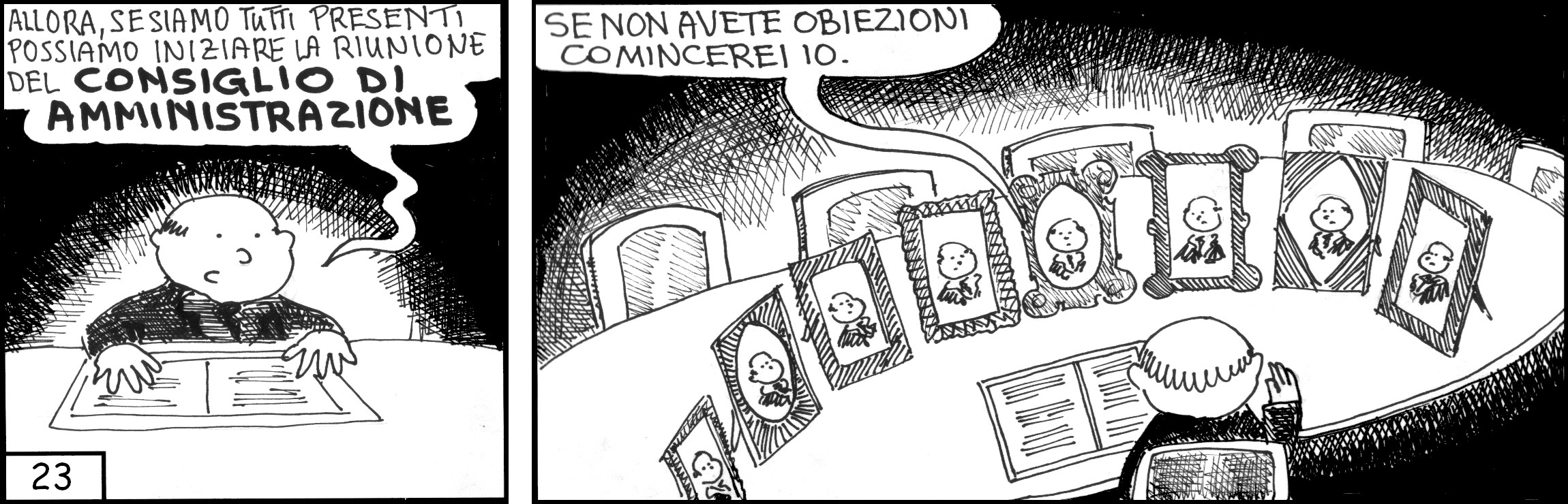 strisce, Onorato Dal Volgo, fumetti, umorismo, vignette, lavoro, ufficio, nove-diciotto, nove, diciotto, consiglio di amministrazione, cda, fotografie